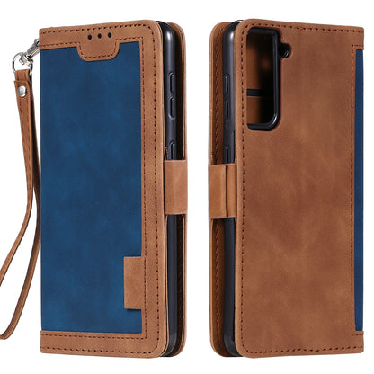 Retro Style Splicing Leather Cover for Samsung Galaxy S21 4G/5G Wallet Case