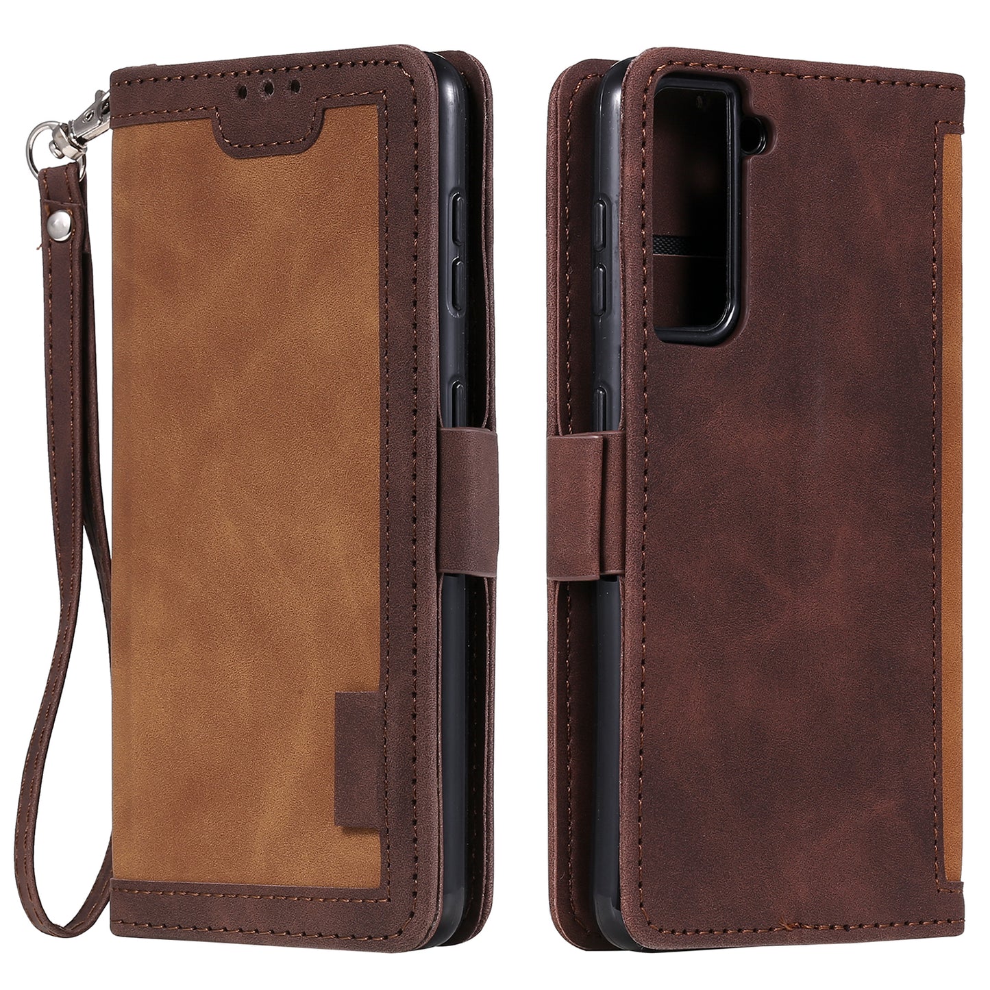Retro Style Splicing Leather Cover for Samsung Galaxy S21 4G/5G Wallet Case