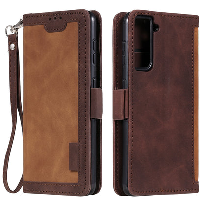 Retro Style Splicing Leather Cover for Samsung Galaxy S21 4G/5G Wallet Case