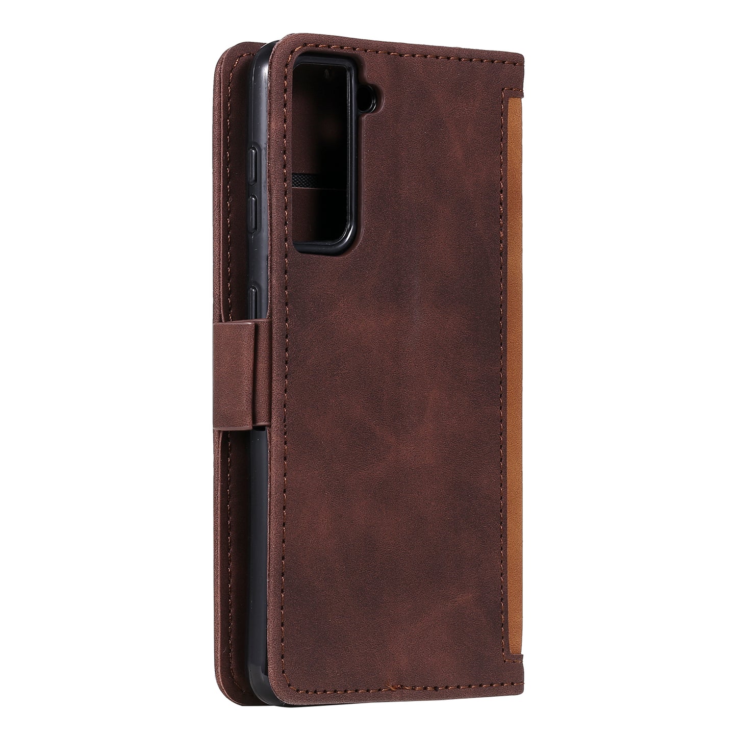 Retro Style Splicing Leather Cover for Samsung Galaxy S21 4G/5G Wallet Case