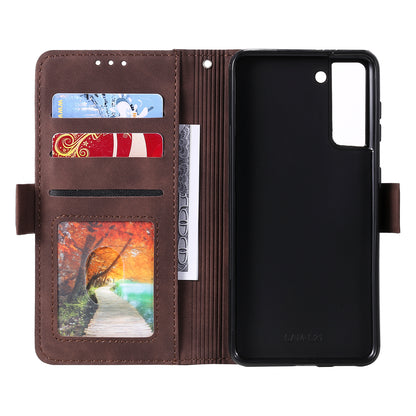 Retro Style Splicing Leather Cover for Samsung Galaxy S21 4G/5G Wallet Case