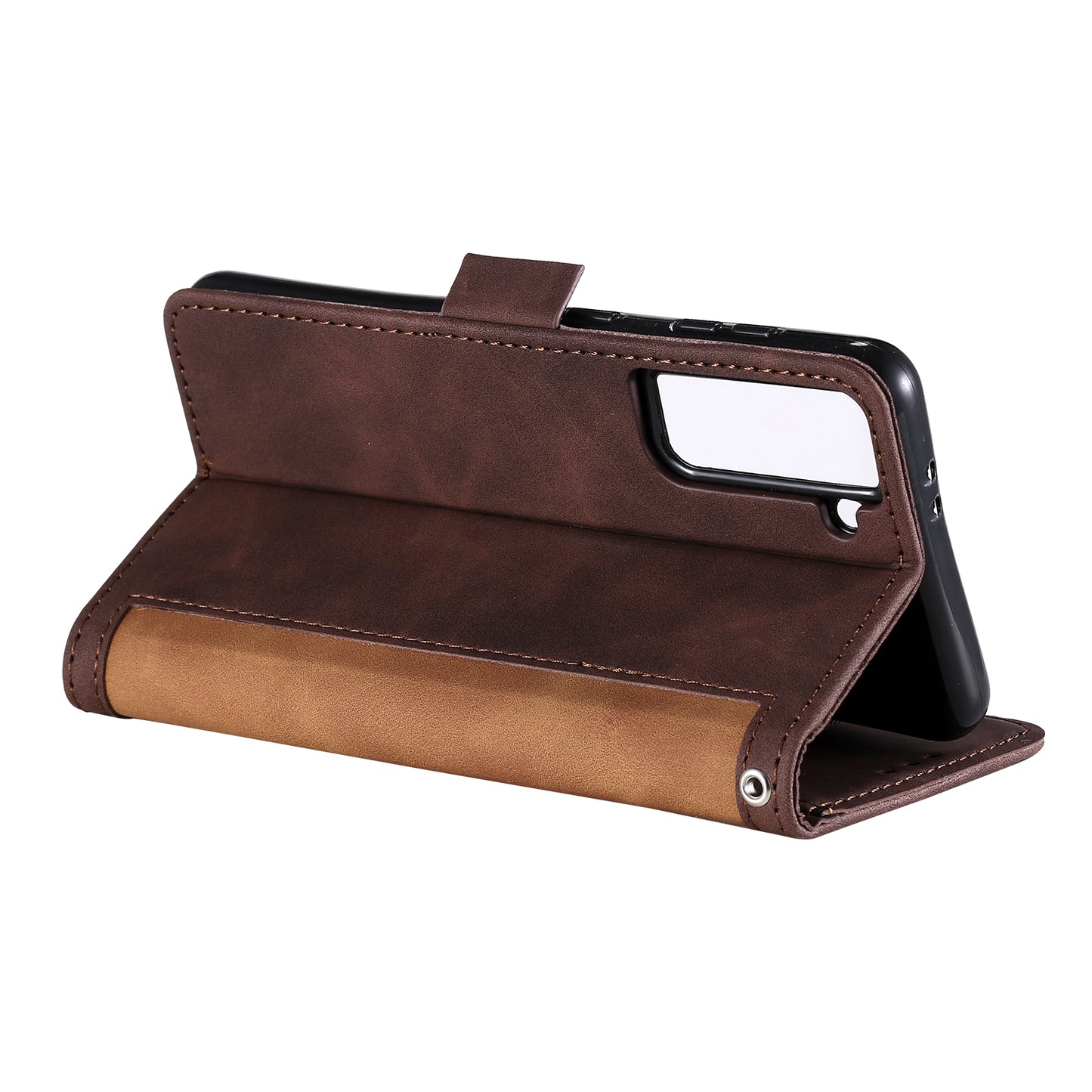 Retro Style Splicing Leather Cover for Samsung Galaxy S21 4G/5G Wallet Case