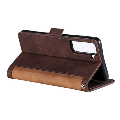 Retro Style Splicing Leather Cover for Samsung Galaxy S21 4G/5G Wallet Case