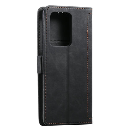 Retro Style Splicing Leather Cover for Samsung Galaxy S21 Ultra 5G Stand Case with Lanyard