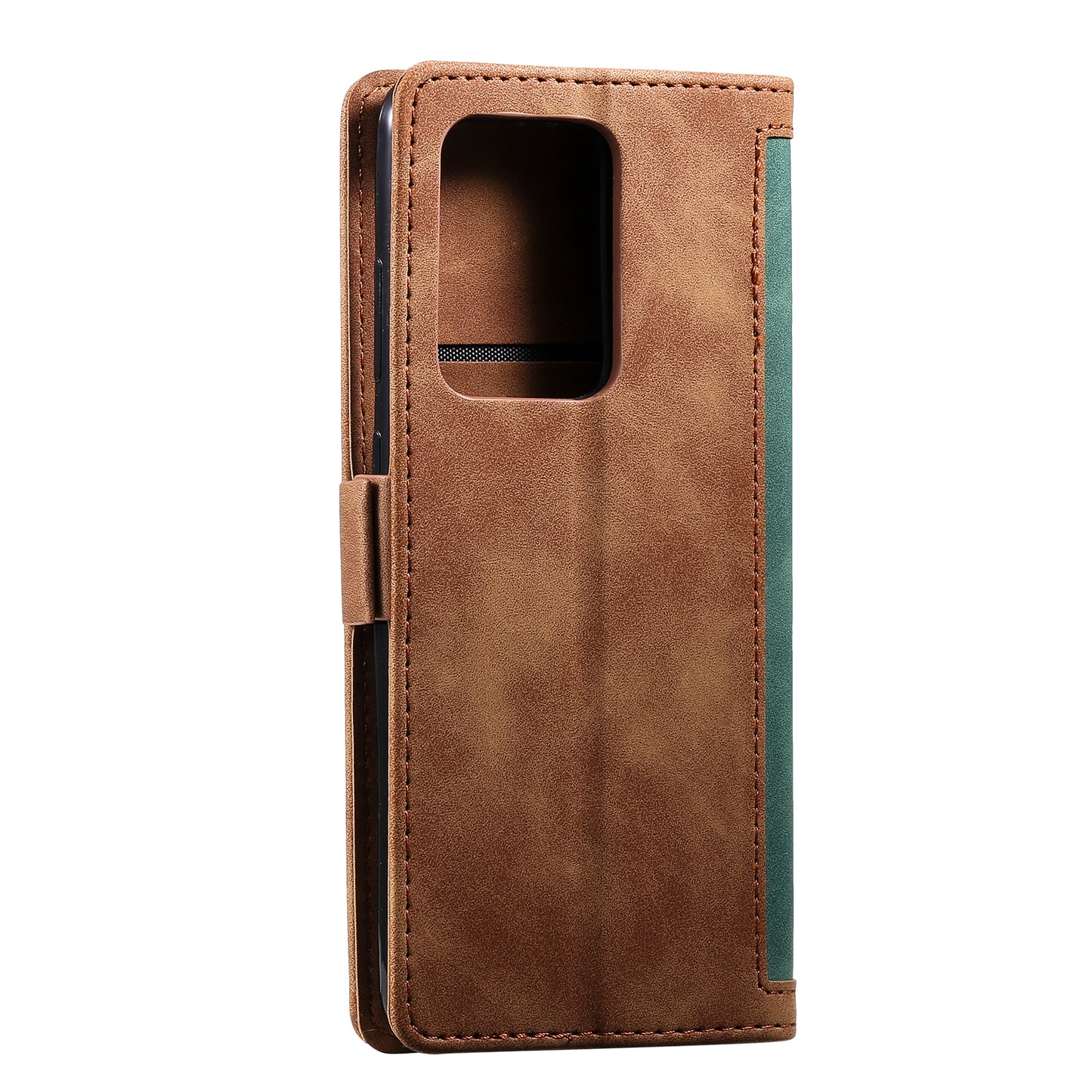 Retro Style Splicing Leather Cover for Samsung Galaxy S21 Ultra 5G Stand Case with Lanyard