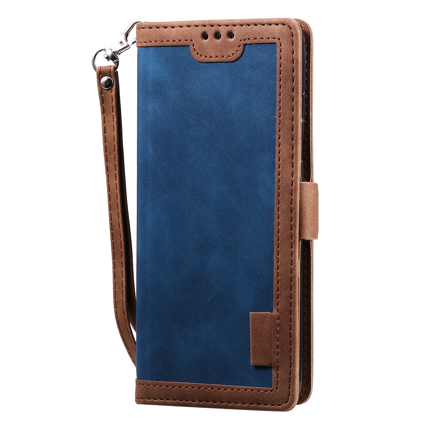 Retro Style Splicing Leather Cover for Samsung Galaxy S21 Ultra 5G Stand Case with Lanyard