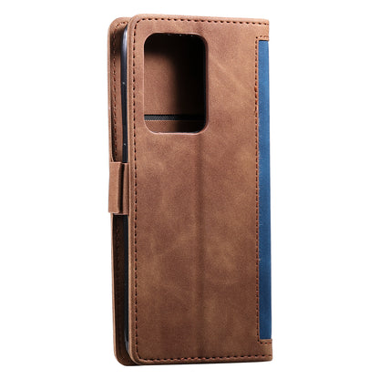 Retro Style Splicing Leather Cover for Samsung Galaxy S21 Ultra 5G Stand Case with Lanyard