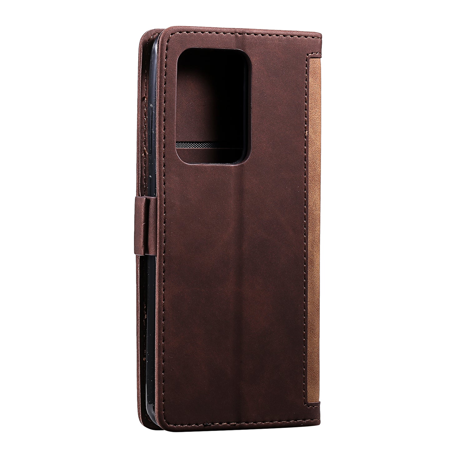 Retro Style Splicing Leather Cover for Samsung Galaxy S21 Ultra 5G Stand Case with Lanyard
