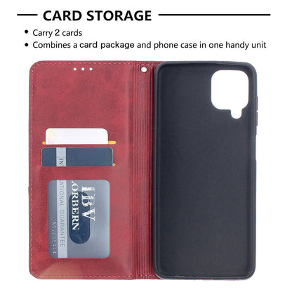 For Samsung Galaxy A12 Geometric Pattern Leather Stand Case Card Holder Shell