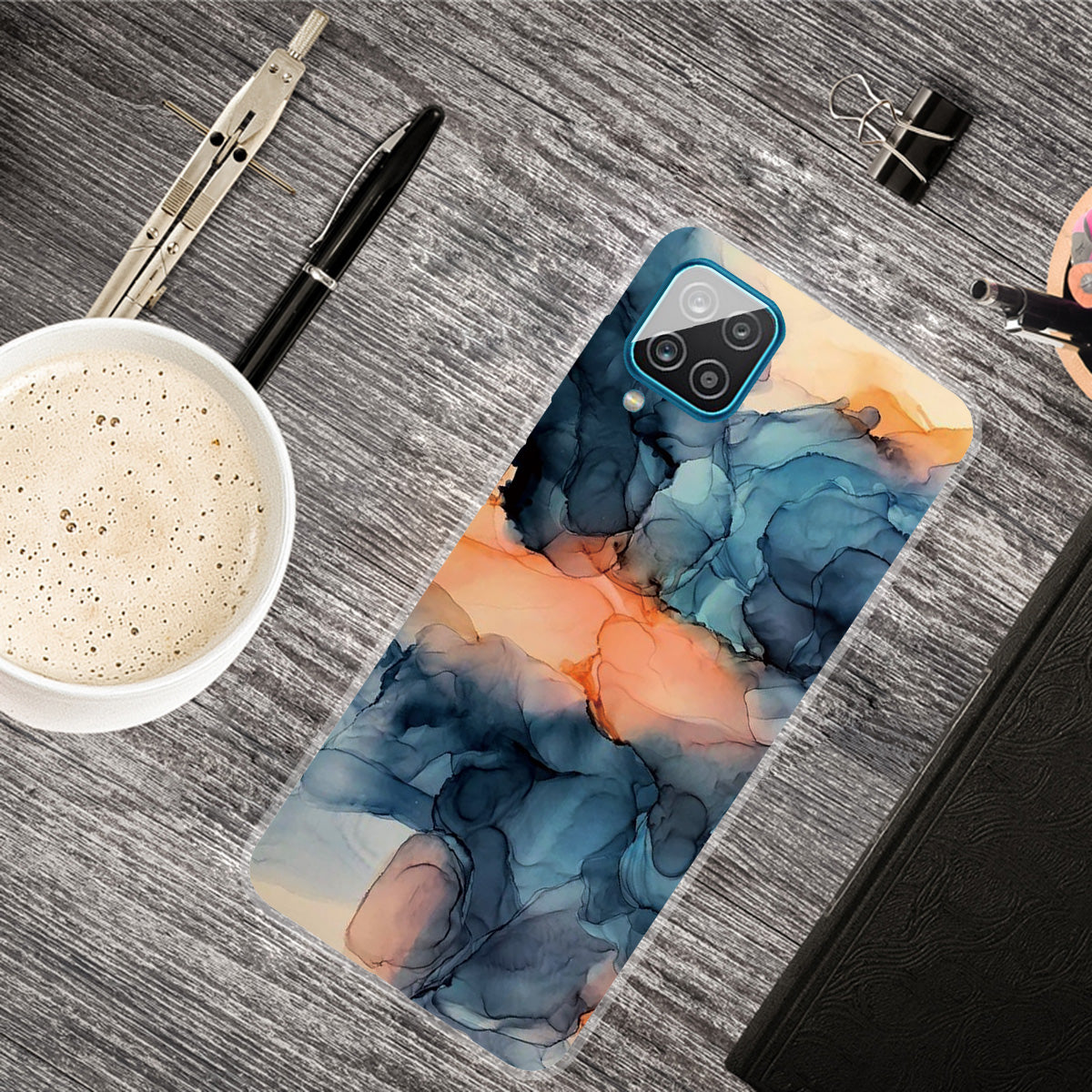 For Samsung Galaxy A12 Shockproof Anti-scratch Clear TPU Marble Pattern Printing Design Phone Cover Case