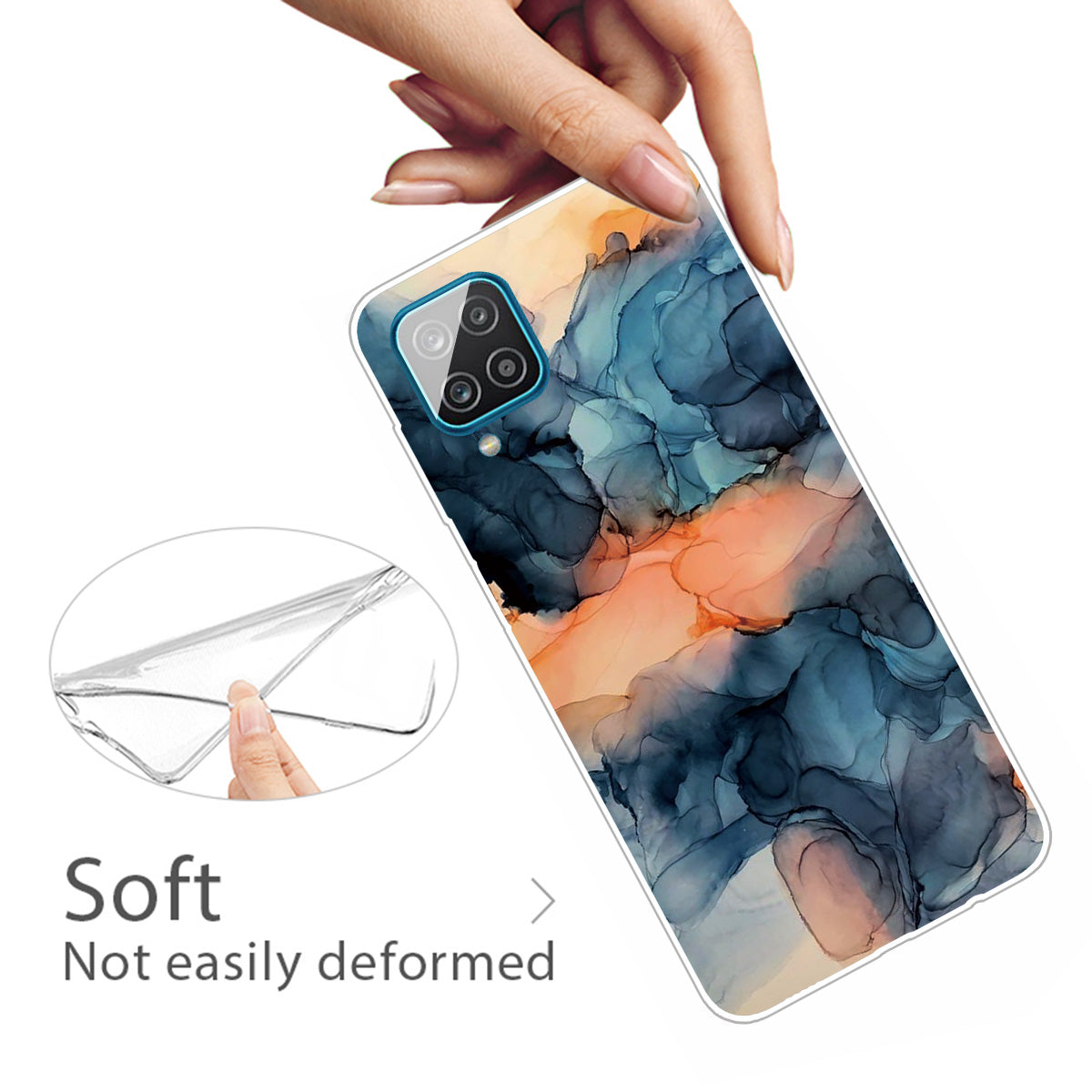 For Samsung Galaxy A12 Shockproof Anti-scratch Clear TPU Marble Pattern Printing Design Phone Cover Case