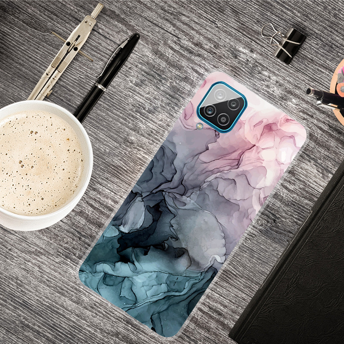 For Samsung Galaxy A12 Shockproof Anti-scratch Clear TPU Marble Pattern Printing Design Phone Cover Case