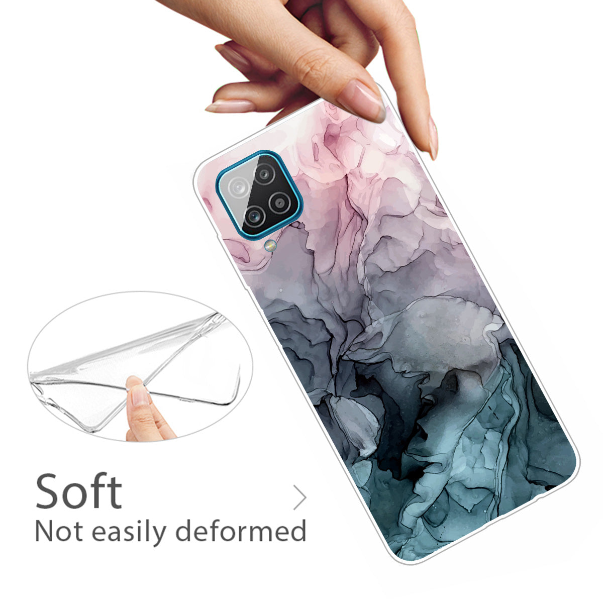 For Samsung Galaxy A12 Shockproof Anti-scratch Clear TPU Marble Pattern Printing Design Phone Cover Case