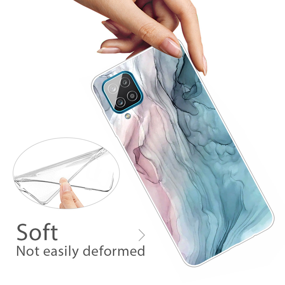 For Samsung Galaxy A12 Shockproof Anti-scratch Clear TPU Marble Pattern Printing Design Phone Cover Case