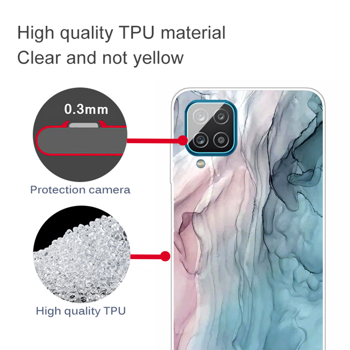 For Samsung Galaxy A12 Shockproof Anti-scratch Clear TPU Marble Pattern Printing Design Phone Cover Case