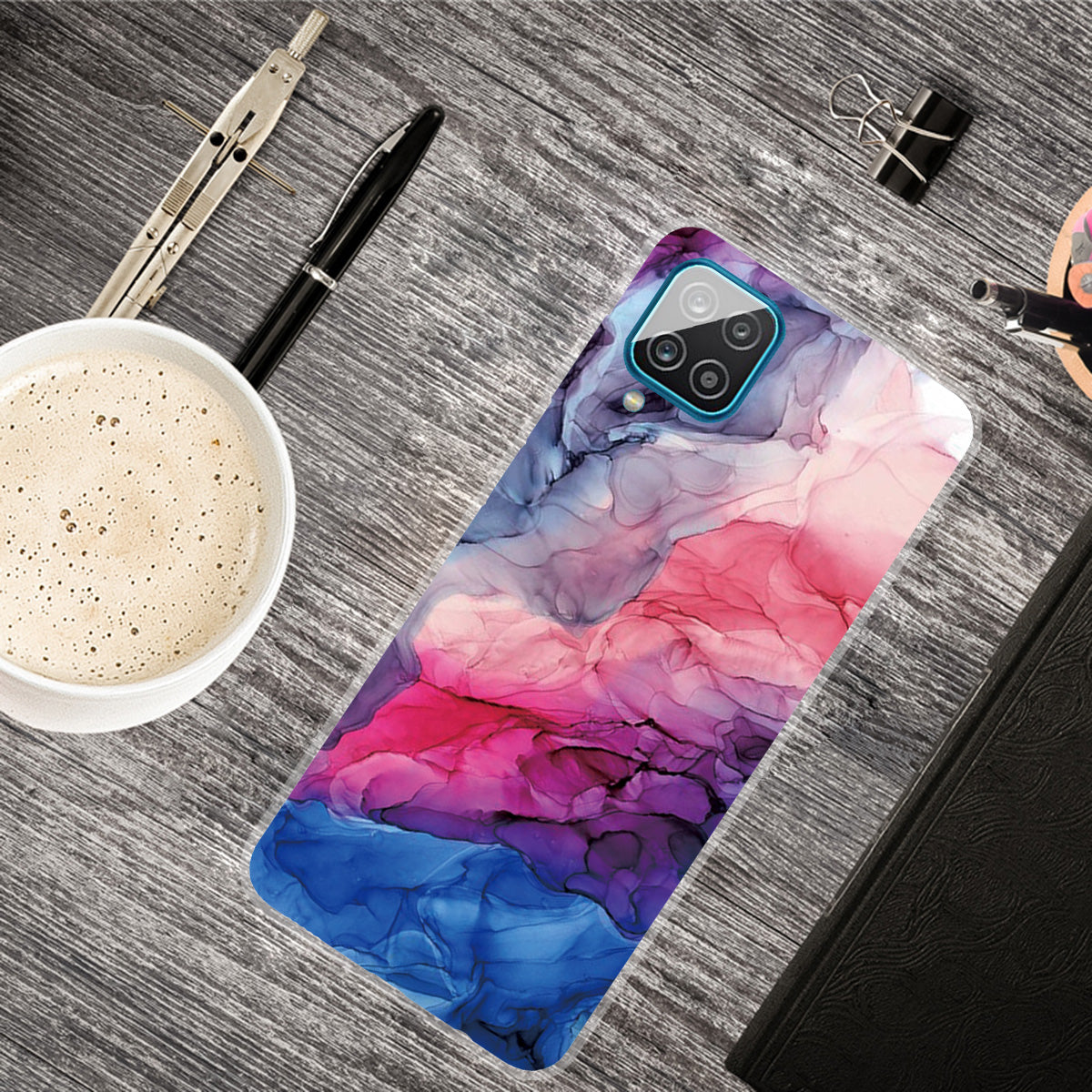 For Samsung Galaxy A12 Shockproof Anti-scratch Clear TPU Marble Pattern Printing Design Phone Cover Case