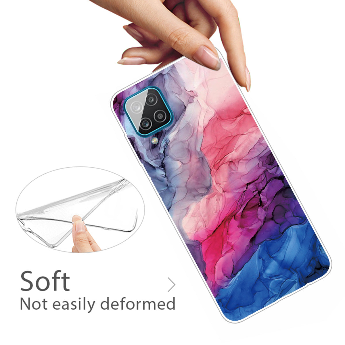 For Samsung Galaxy A12 Shockproof Anti-scratch Clear TPU Marble Pattern Printing Design Phone Cover Case