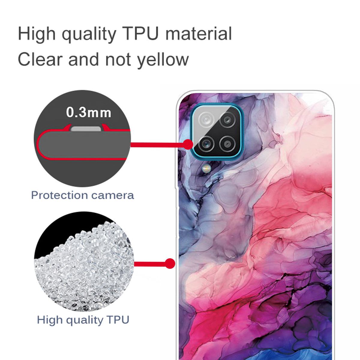 For Samsung Galaxy A12 Shockproof Anti-scratch Clear TPU Marble Pattern Printing Design Phone Cover Case