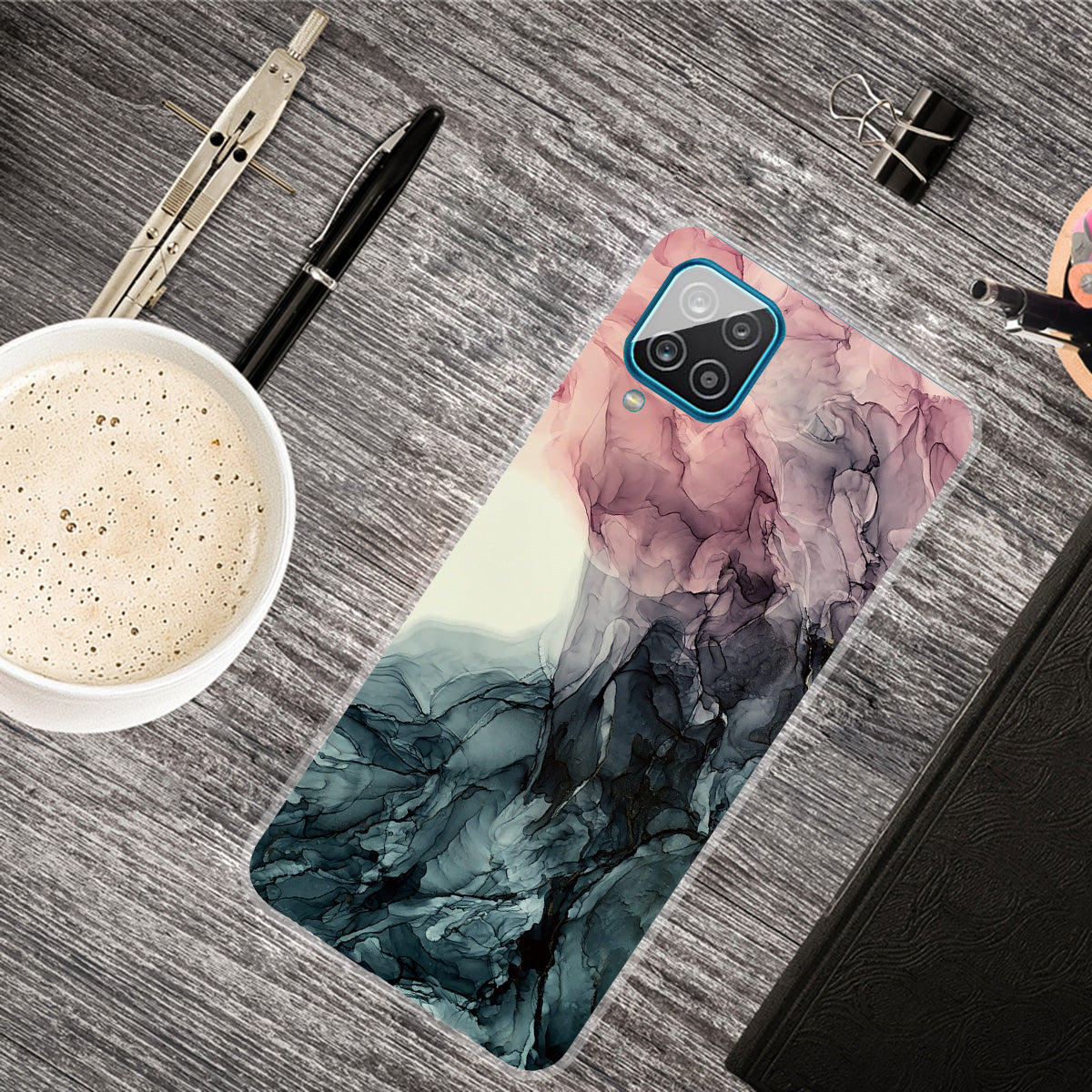 For Samsung Galaxy A12 Shockproof Anti-scratch Clear TPU Marble Pattern Printing Design Phone Cover Case