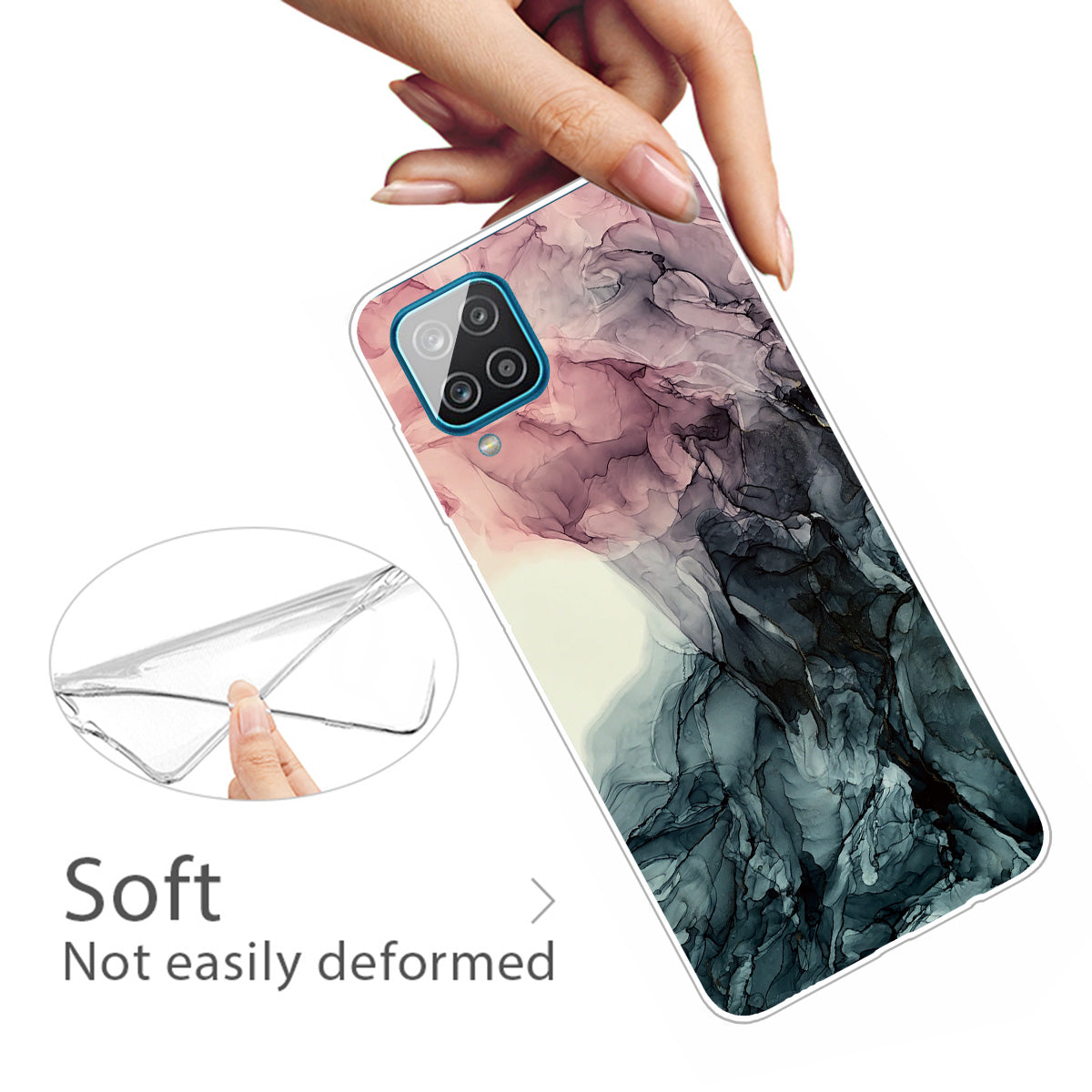 For Samsung Galaxy A12 Shockproof Anti-scratch Clear TPU Marble Pattern Printing Design Phone Cover Case