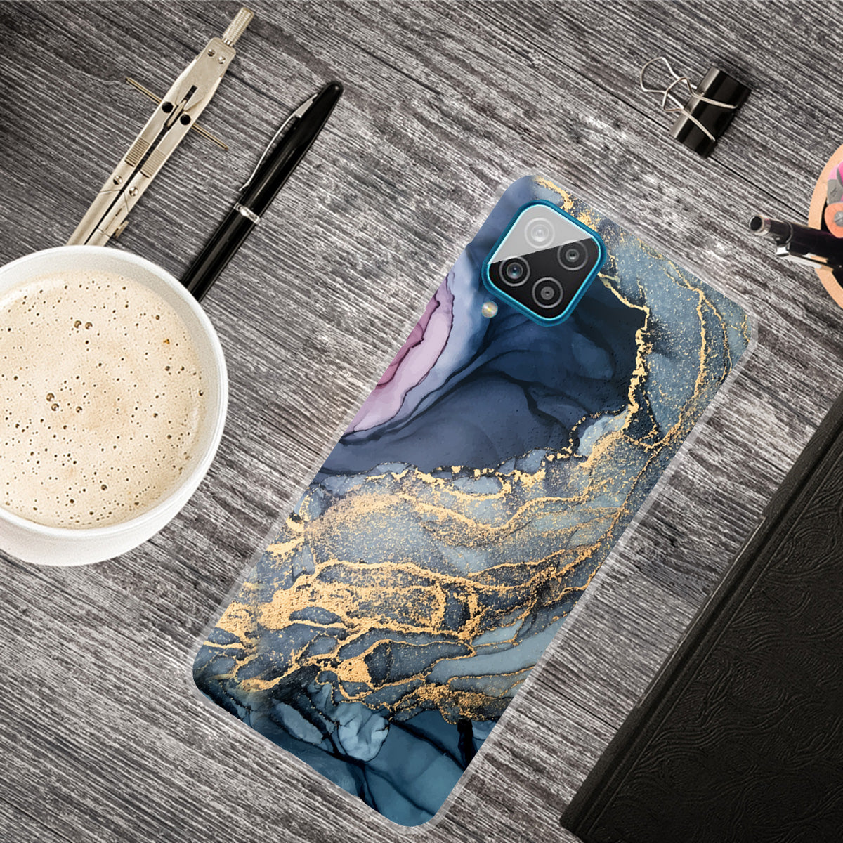 For Samsung Galaxy A12 Shockproof Anti-scratch Clear TPU Marble Pattern Printing Design Phone Cover Case