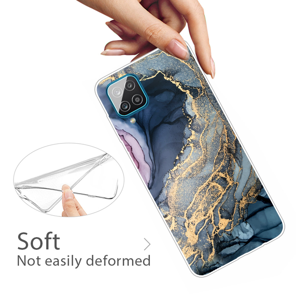 For Samsung Galaxy A12 Shockproof Anti-scratch Clear TPU Marble Pattern Printing Design Phone Cover Case
