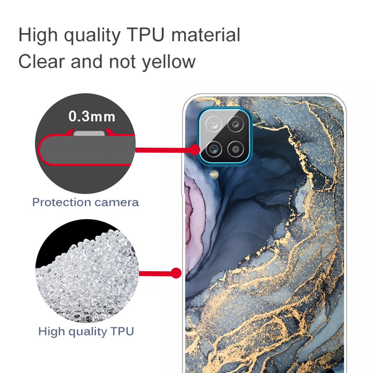 For Samsung Galaxy A12 Shockproof Anti-scratch Clear TPU Marble Pattern Printing Design Phone Cover Case