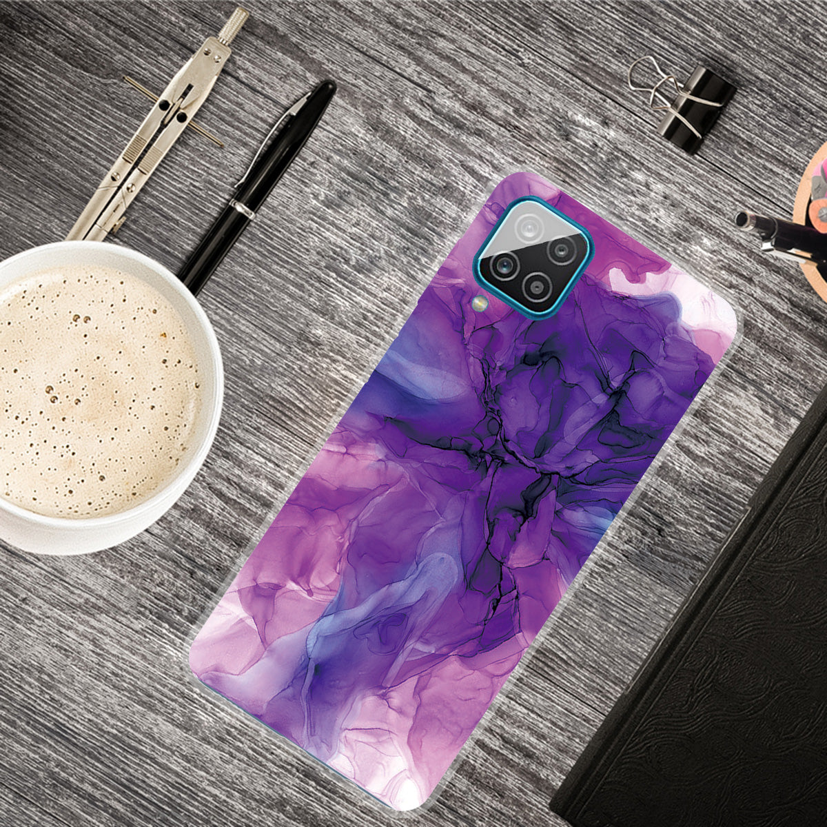 For Samsung Galaxy A12 Shockproof Anti-scratch Clear TPU Marble Pattern Printing Design Phone Cover Case