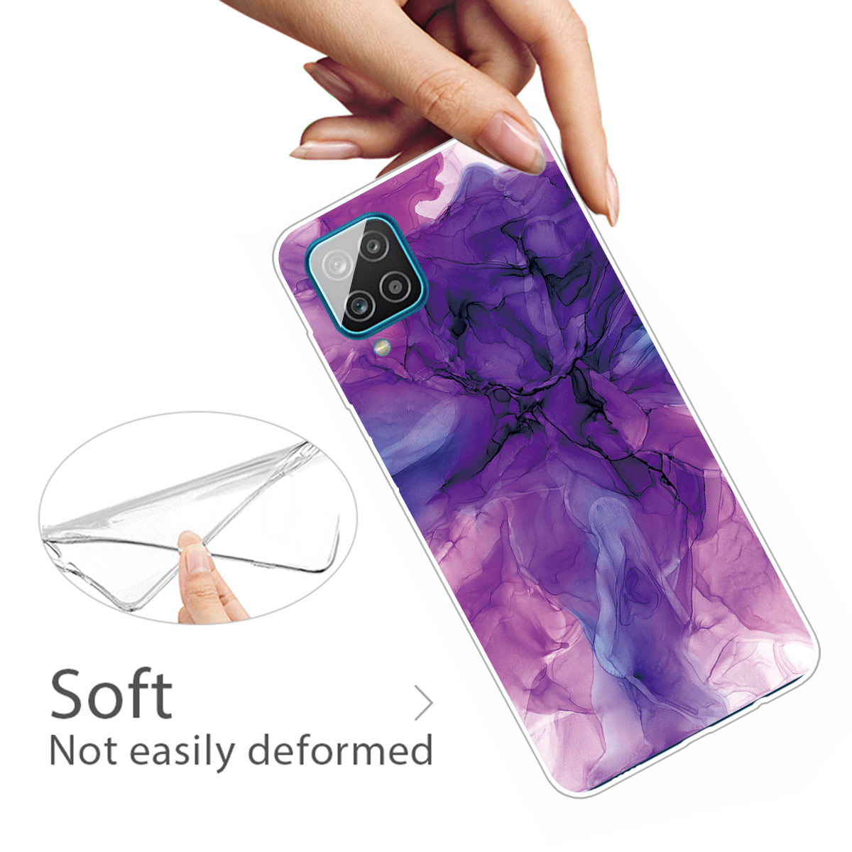 For Samsung Galaxy A12 Shockproof Anti-scratch Clear TPU Marble Pattern Printing Design Phone Cover Case