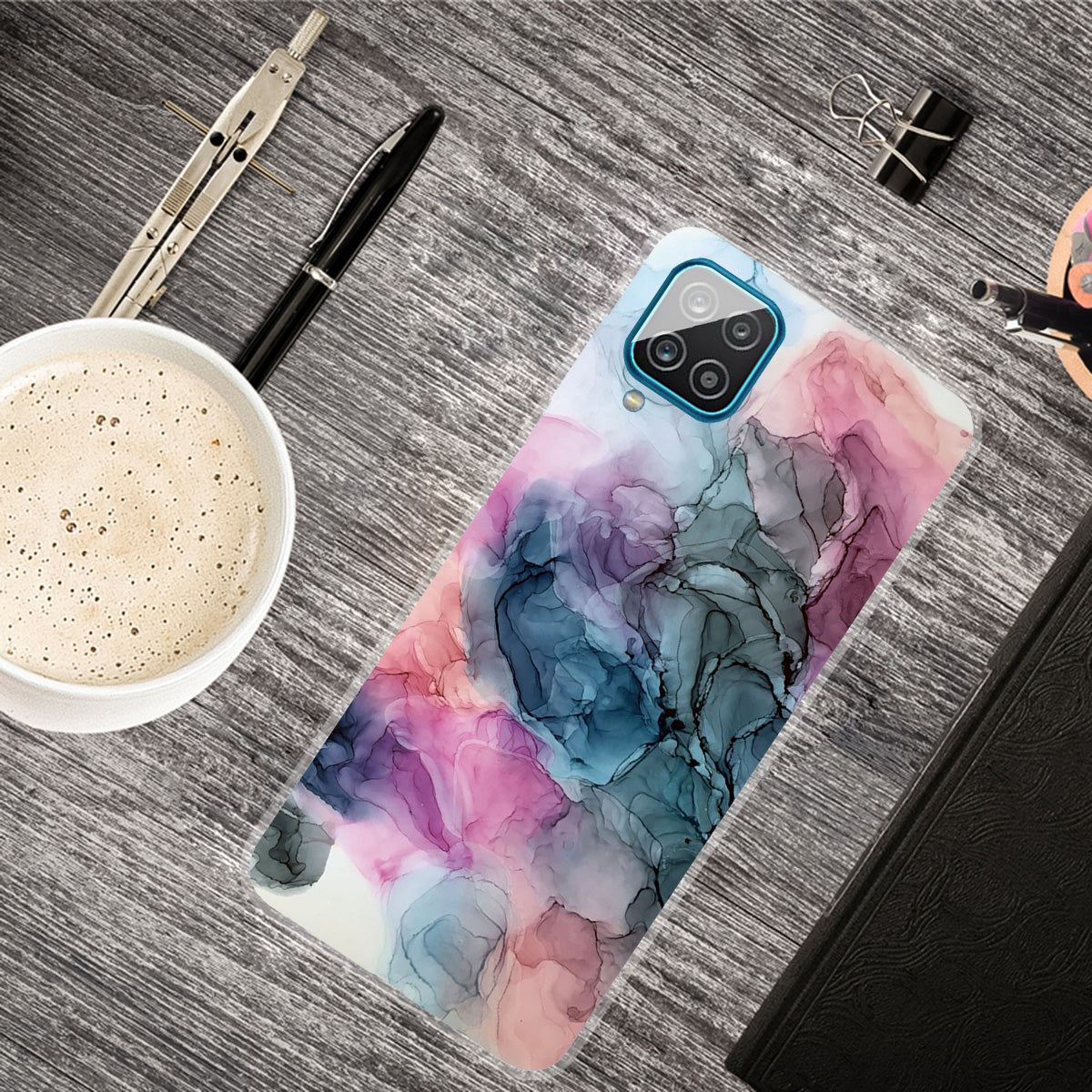 For Samsung Galaxy A12 Shockproof Anti-scratch Clear TPU Marble Pattern Printing Design Phone Cover Case