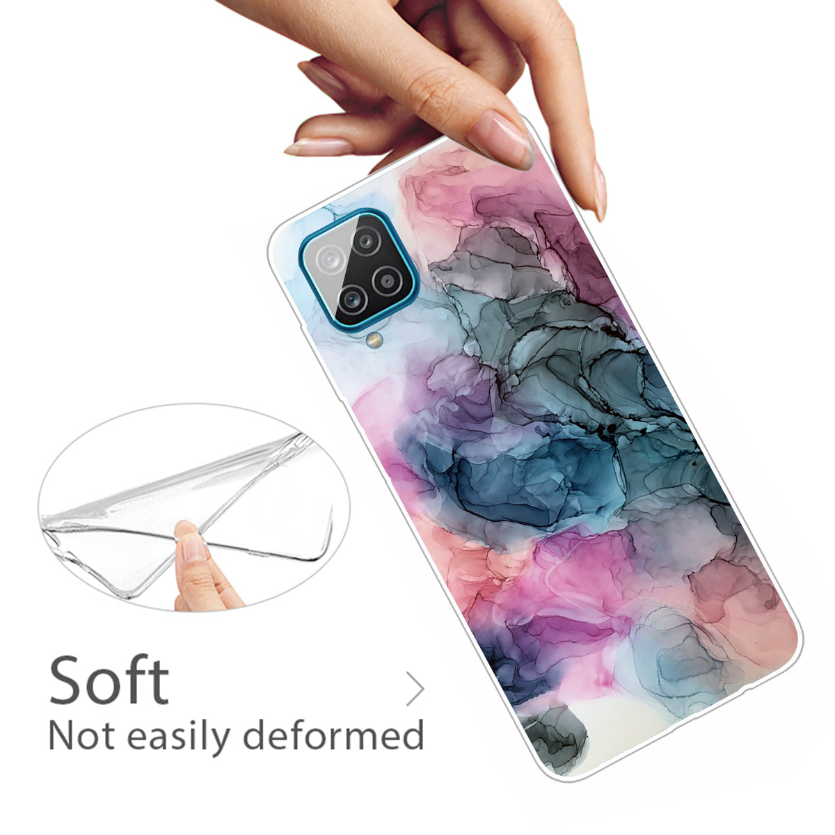 For Samsung Galaxy A12 Shockproof Anti-scratch Clear TPU Marble Pattern Printing Design Phone Cover Case
