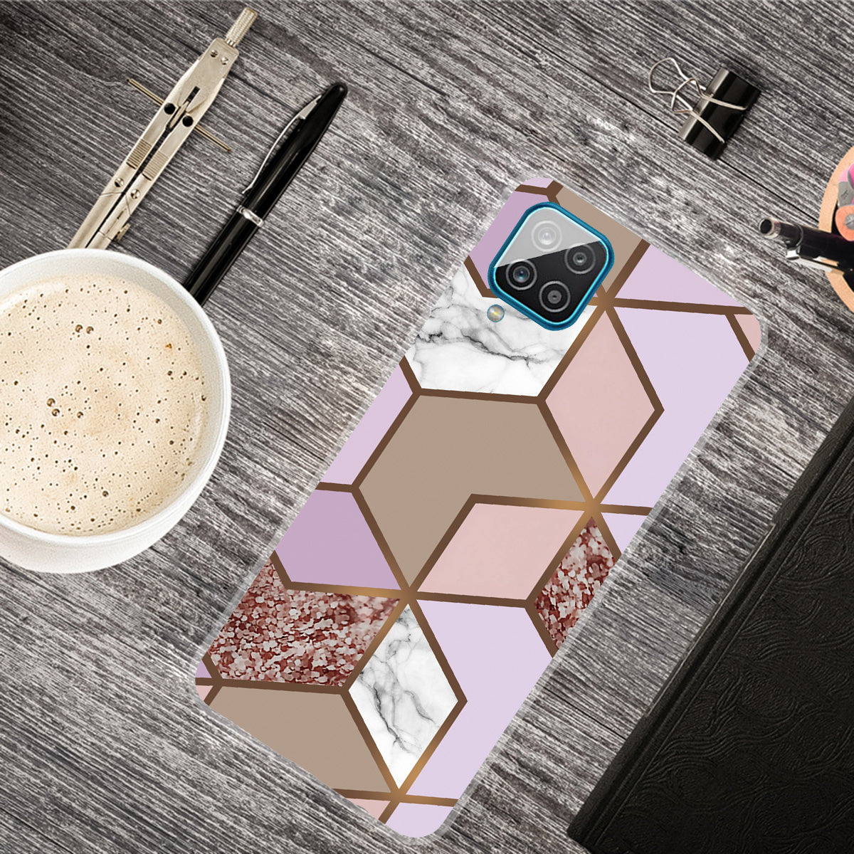 For Samsung Galaxy A12 Shockproof Anti-scratch Clear TPU Marble Pattern Printing Design Phone Cover Case