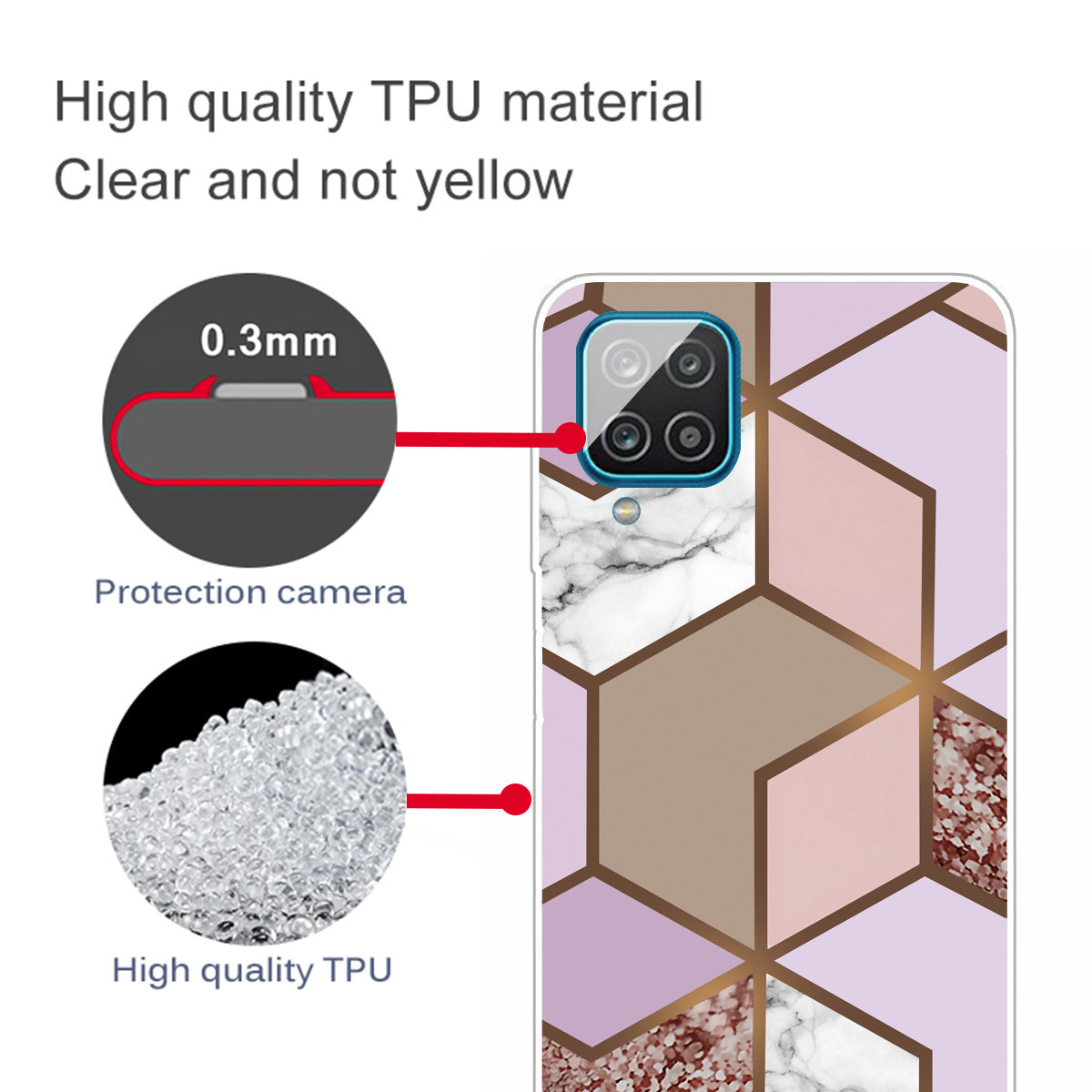 For Samsung Galaxy A12 Shockproof Anti-scratch Clear TPU Marble Pattern Printing Design Phone Cover Case