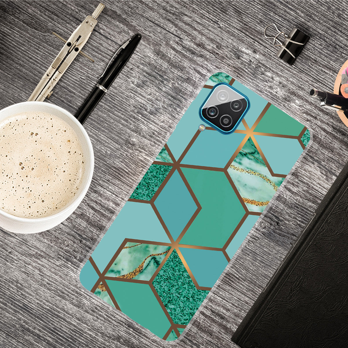 For Samsung Galaxy A12 Shockproof Anti-scratch Clear TPU Marble Pattern Printing Design Phone Cover Case