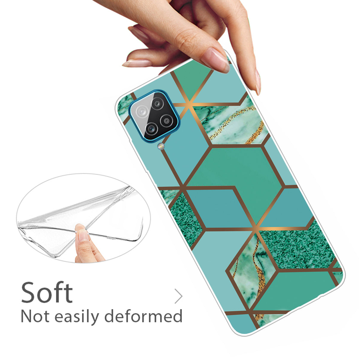 For Samsung Galaxy A12 Shockproof Anti-scratch Clear TPU Marble Pattern Printing Design Phone Cover Case