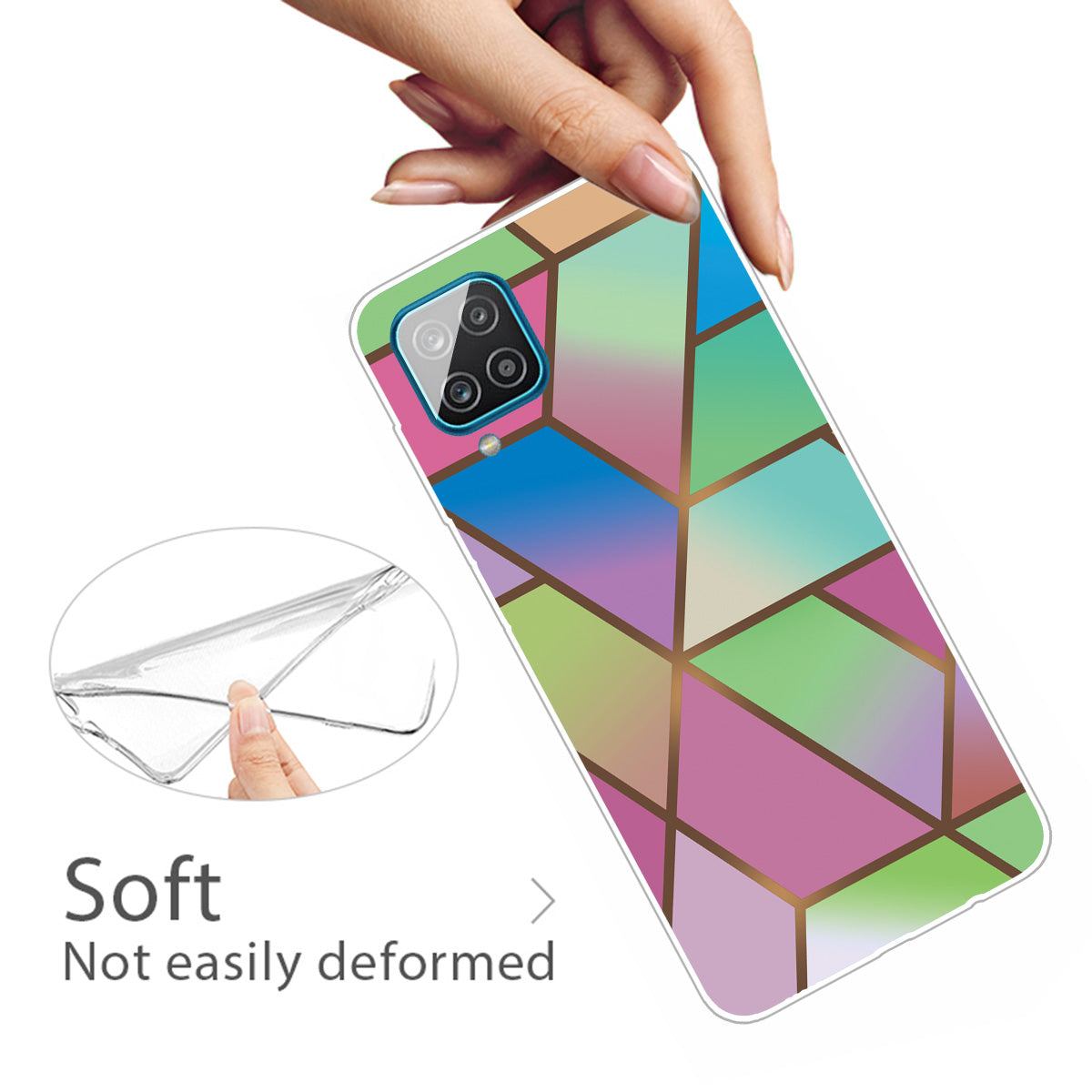 For Samsung Galaxy A12 Shockproof Anti-scratch Clear TPU Marble Pattern Printing Design Phone Cover Case