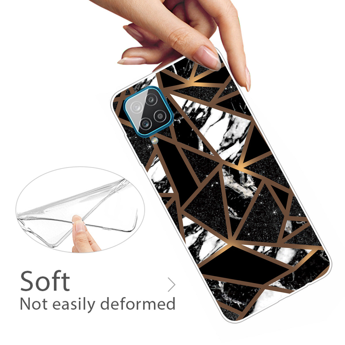 For Samsung Galaxy A12 Shockproof Anti-scratch Clear TPU Marble Pattern Printing Design Phone Cover Case