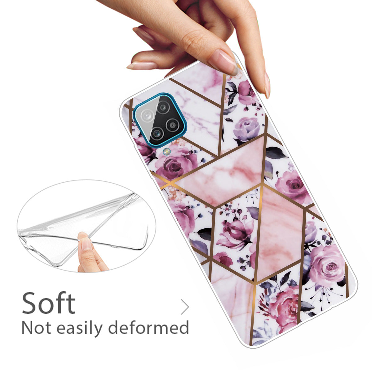 For Samsung Galaxy A12 Shockproof Anti-scratch Clear TPU Marble Pattern Printing Design Phone Cover Case