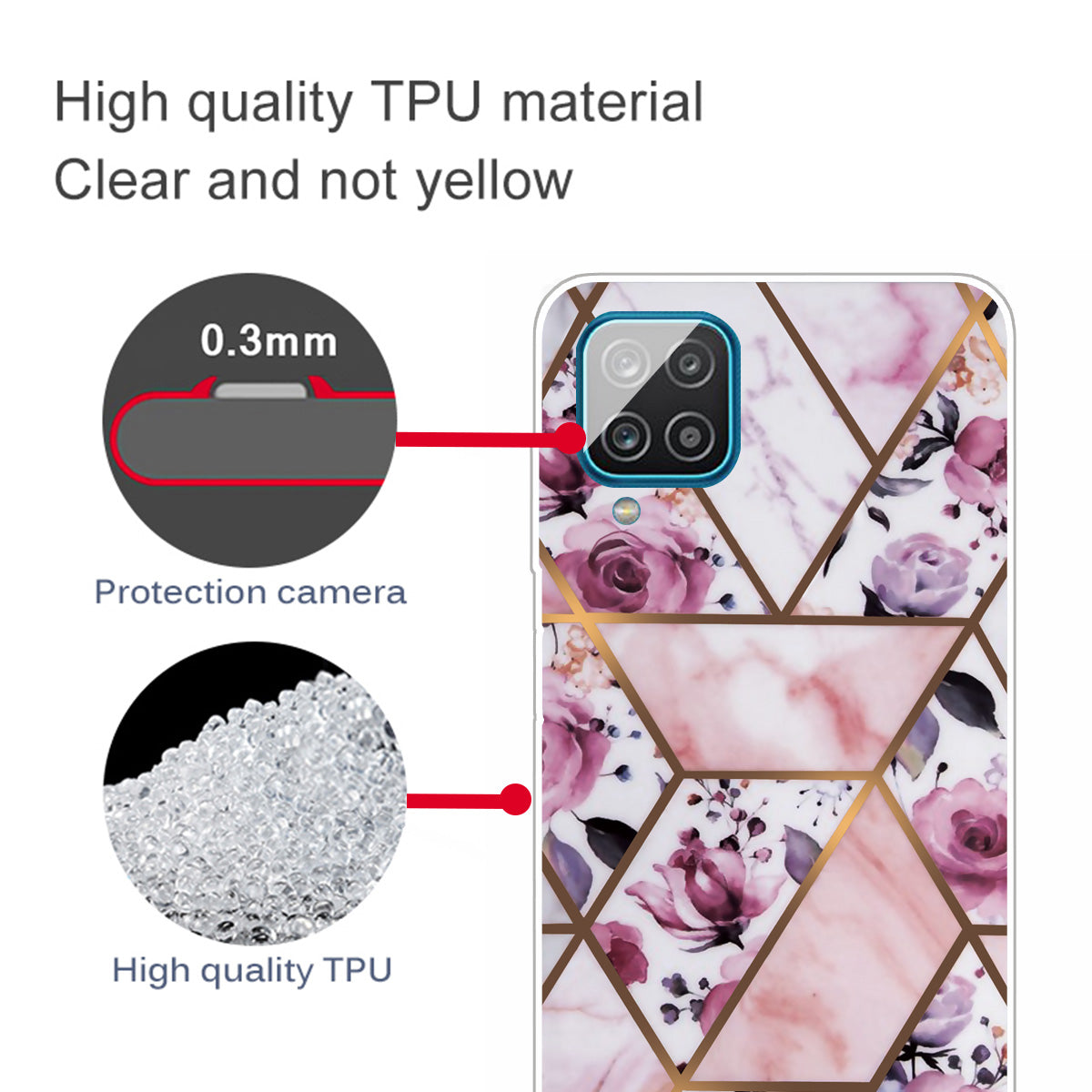 For Samsung Galaxy A12 Shockproof Anti-scratch Clear TPU Marble Pattern Printing Design Phone Cover Case