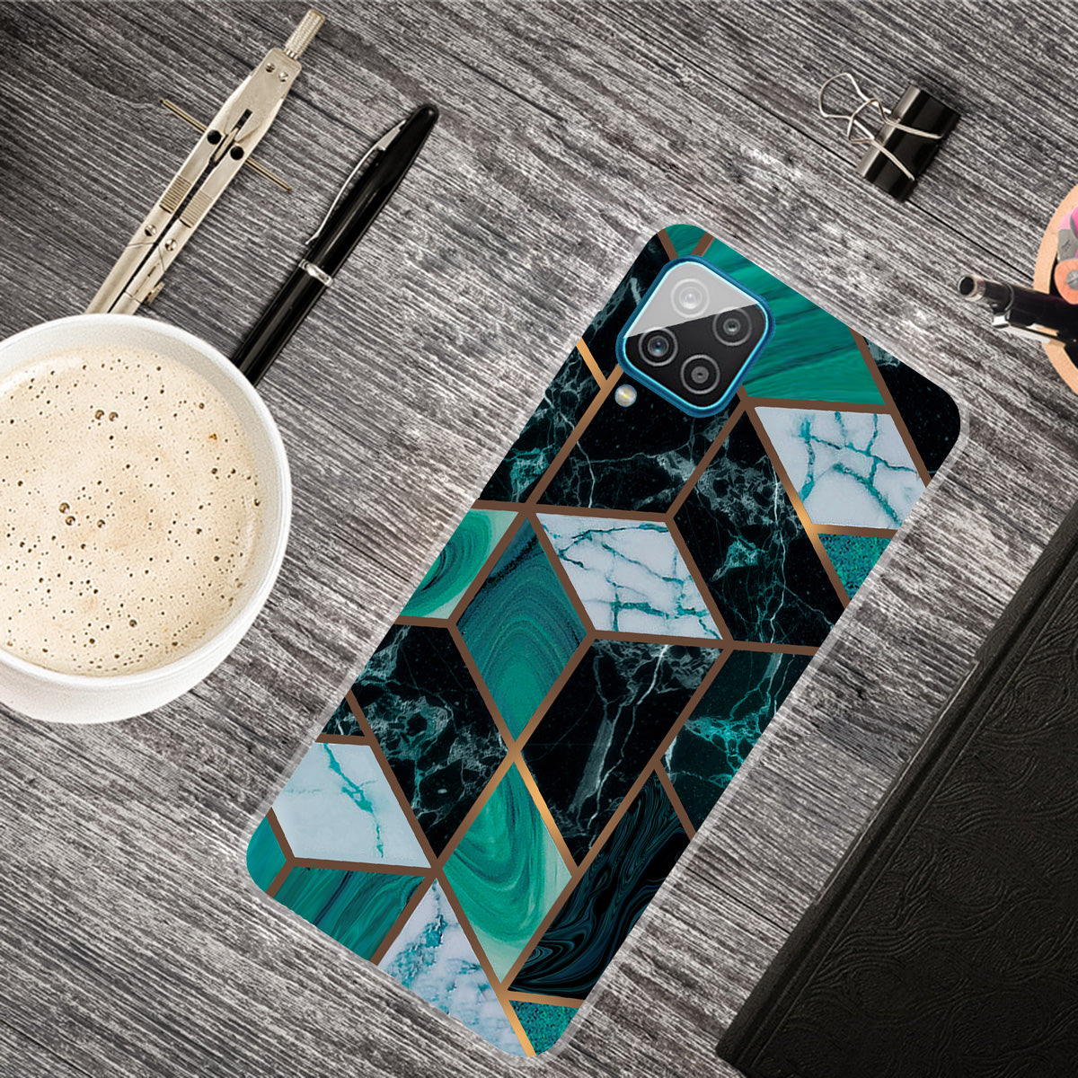 For Samsung Galaxy A12 Shockproof Anti-scratch Clear TPU Marble Pattern Printing Design Phone Cover Case