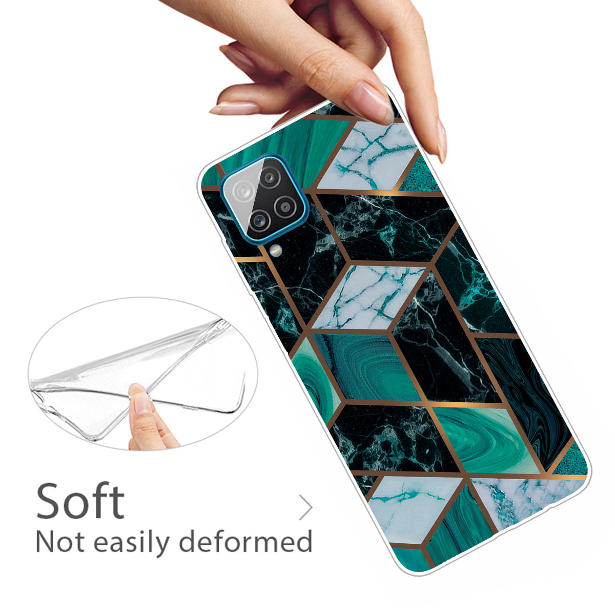 For Samsung Galaxy A12 Shockproof Anti-scratch Clear TPU Marble Pattern Printing Design Phone Cover Case