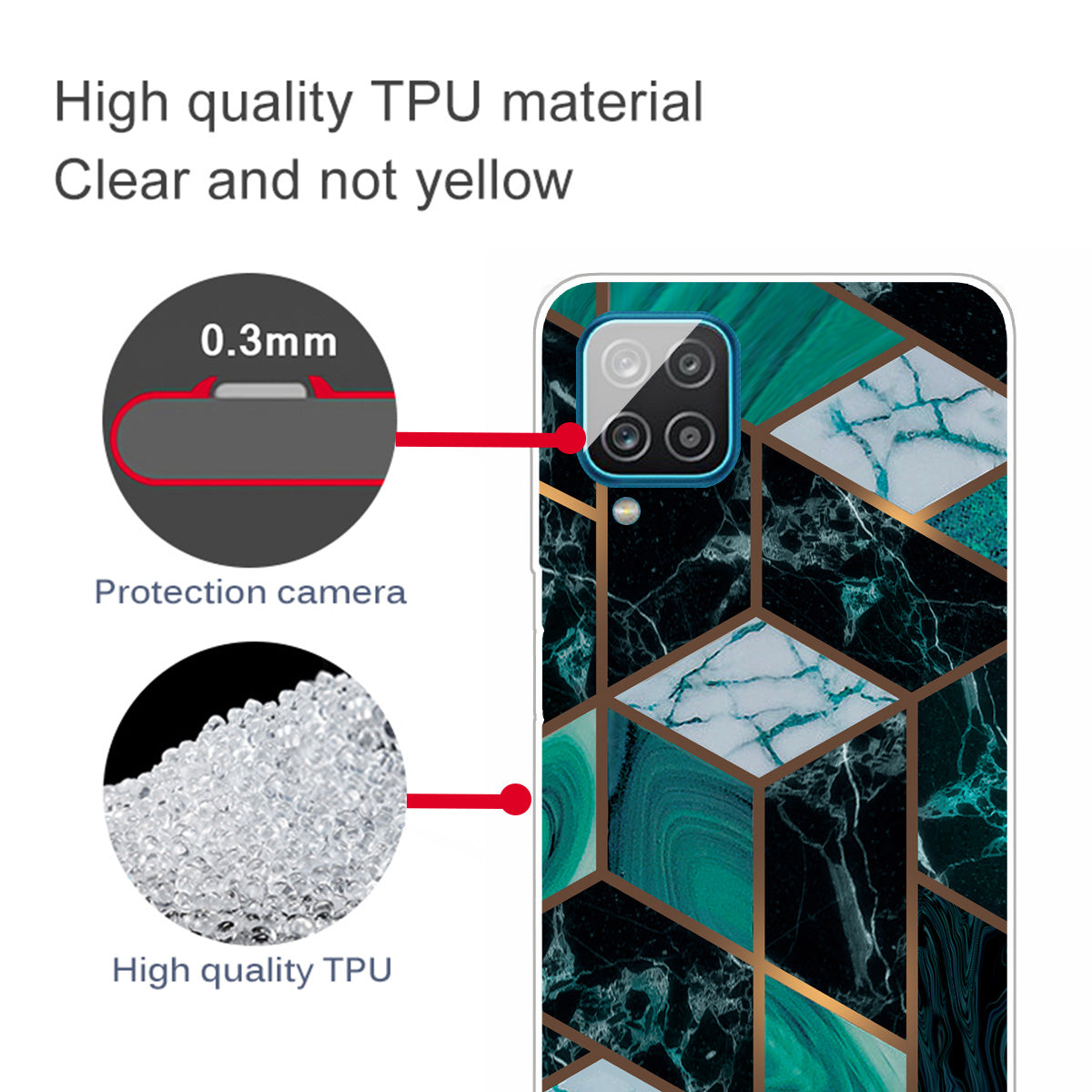 For Samsung Galaxy A12 Shockproof Anti-scratch Clear TPU Marble Pattern Printing Design Phone Cover Case