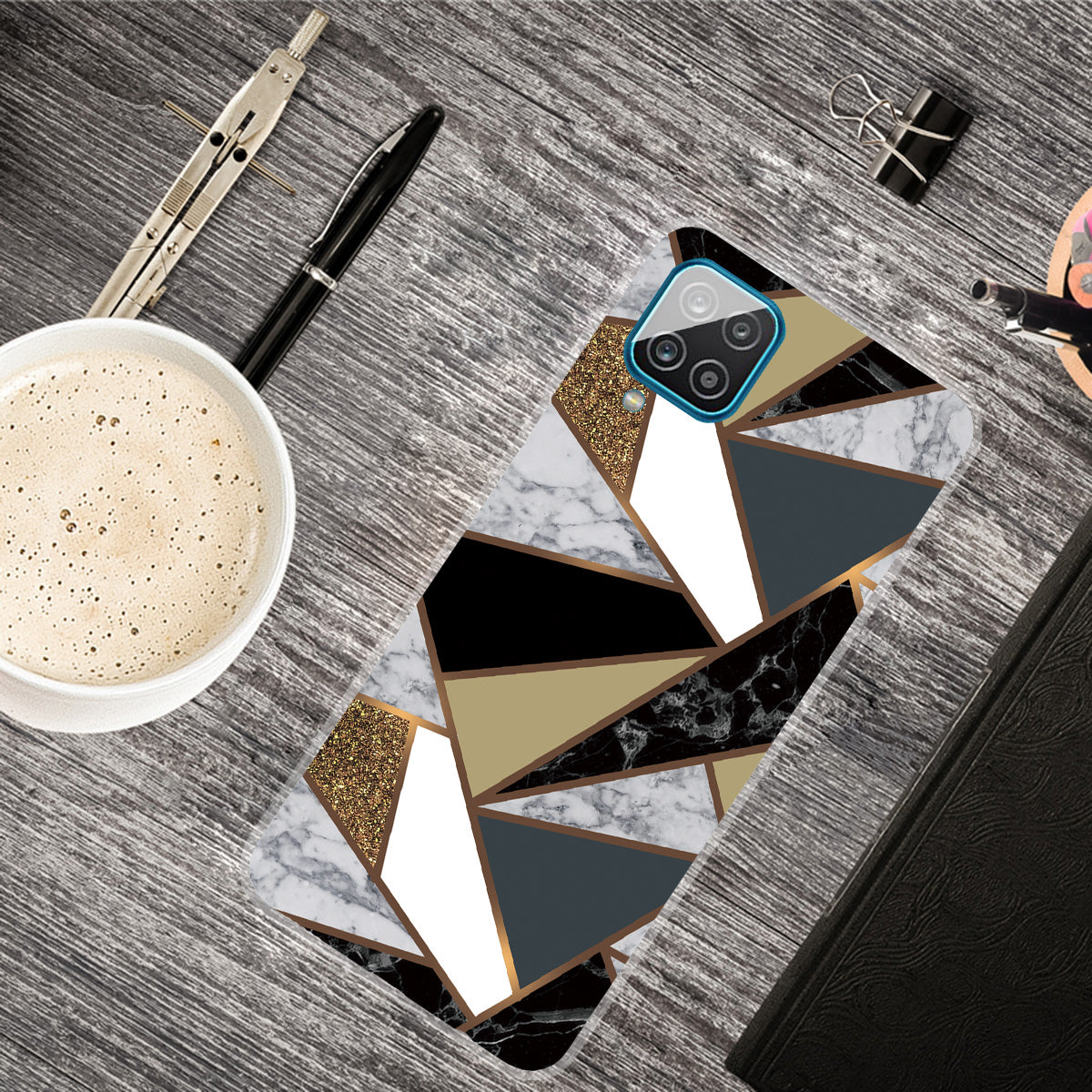 For Samsung Galaxy A12 Shockproof Anti-scratch Clear TPU Marble Pattern Printing Design Phone Cover Case