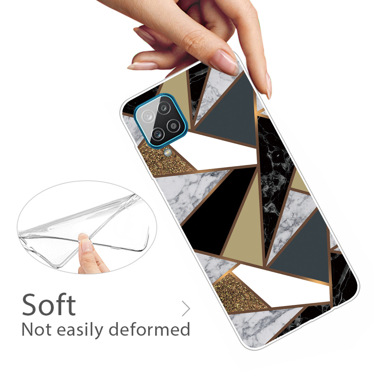 For Samsung Galaxy A12 Shockproof Anti-scratch Clear TPU Marble Pattern Printing Design Phone Cover Case