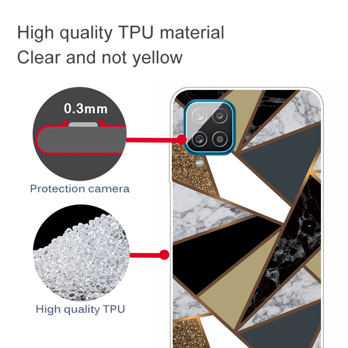 For Samsung Galaxy A12 Shockproof Anti-scratch Clear TPU Marble Pattern Printing Design Phone Cover Case