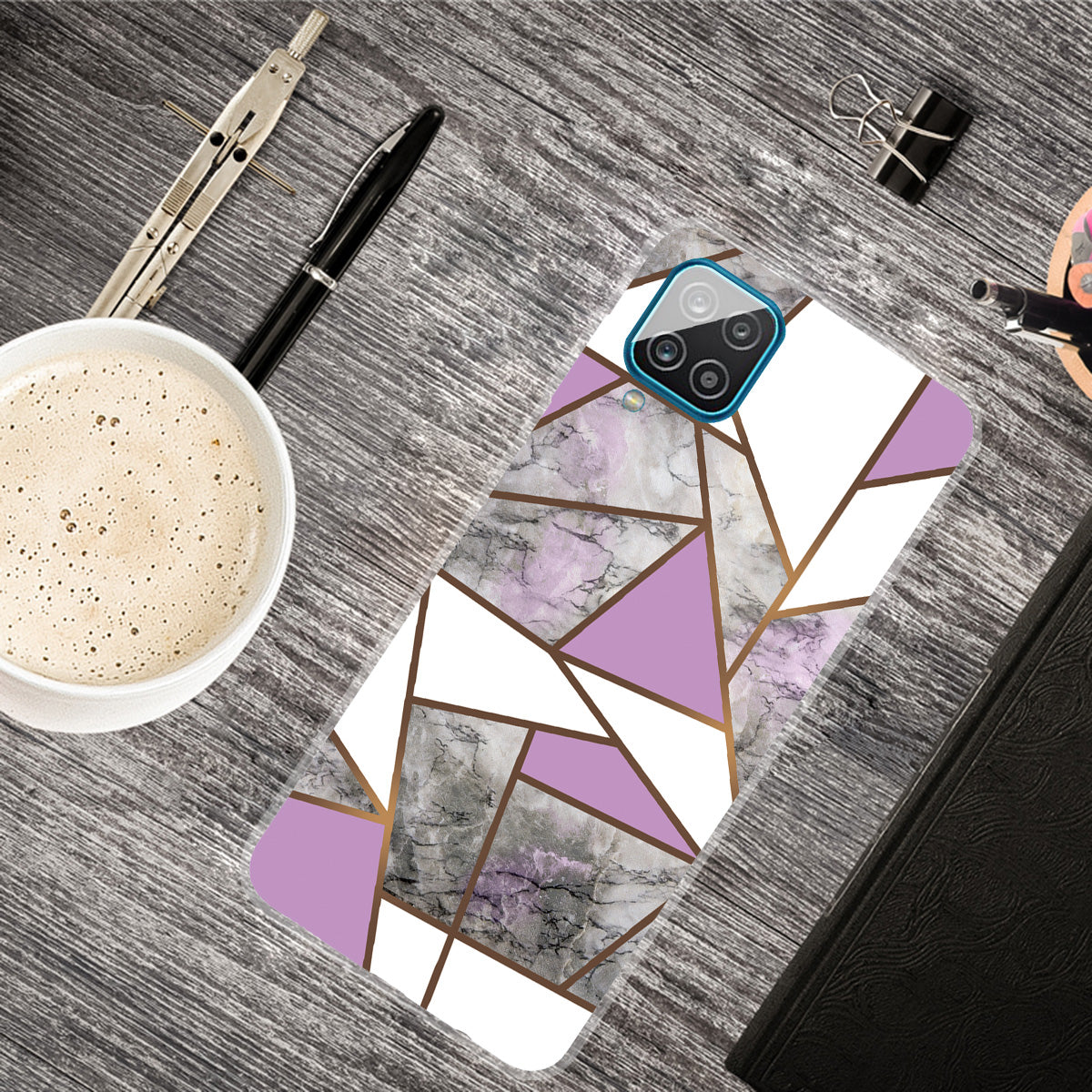 For Samsung Galaxy A12 Shockproof Anti-scratch Clear TPU Marble Pattern Printing Design Phone Cover Case