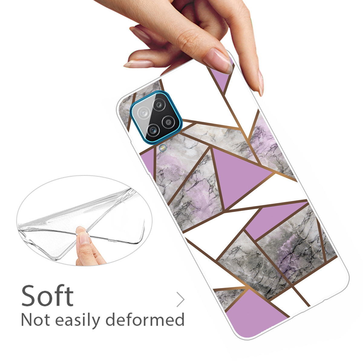For Samsung Galaxy A12 Shockproof Anti-scratch Clear TPU Marble Pattern Printing Design Phone Cover Case