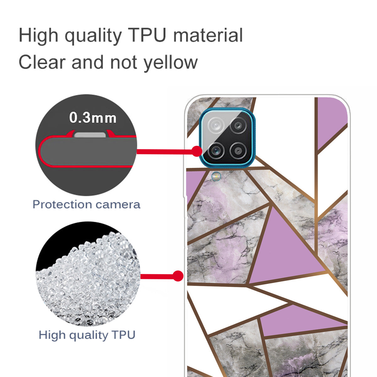 For Samsung Galaxy A12 Shockproof Anti-scratch Clear TPU Marble Pattern Printing Design Phone Cover Case