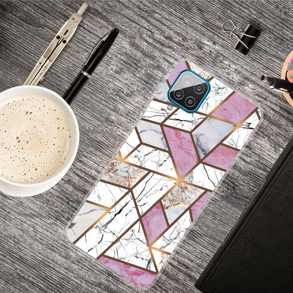 For Samsung Galaxy A12 Shockproof Anti-scratch Clear TPU Marble Pattern Printing Design Phone Cover Case