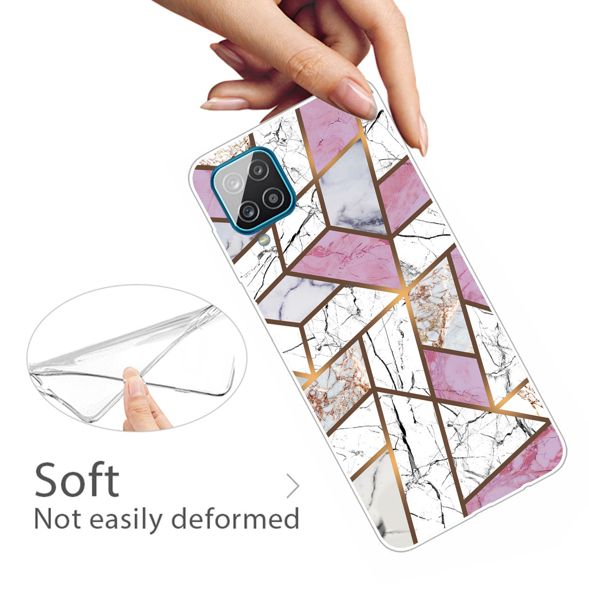 For Samsung Galaxy A12 Shockproof Anti-scratch Clear TPU Marble Pattern Printing Design Phone Cover Case